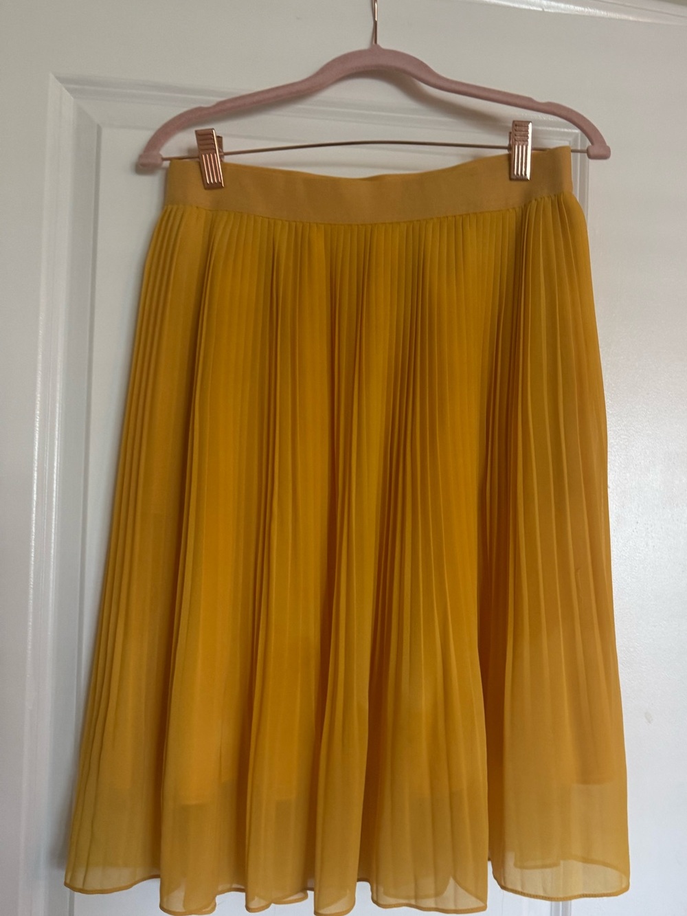 A New Day Mustard Yellow Pleated Midi Skirt